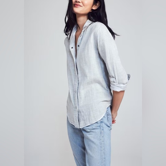 Faherty Reversible Belmar Shirt PEARL GRAY BUFFALO XS - Picture 2 of 8